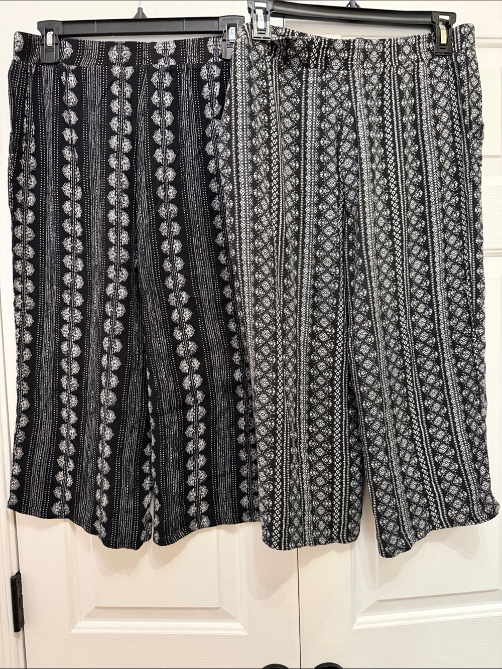 Bundle-2 Westport Black & White Patterned Wide-Leg Pants Pair - Picture 2 of 4